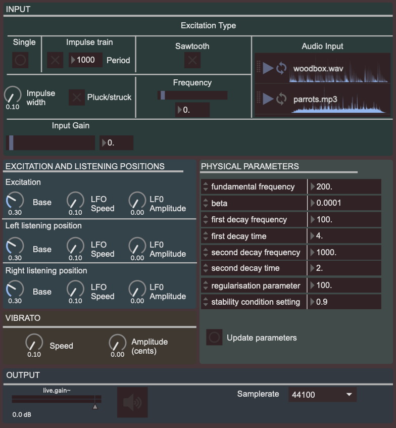 Max/MSP interface